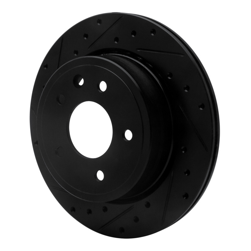 Jaguar XJ8 Brake Rotor (1) - Rear Left - R1 Concepts - Drilled & Slotted - Black - `95-`06